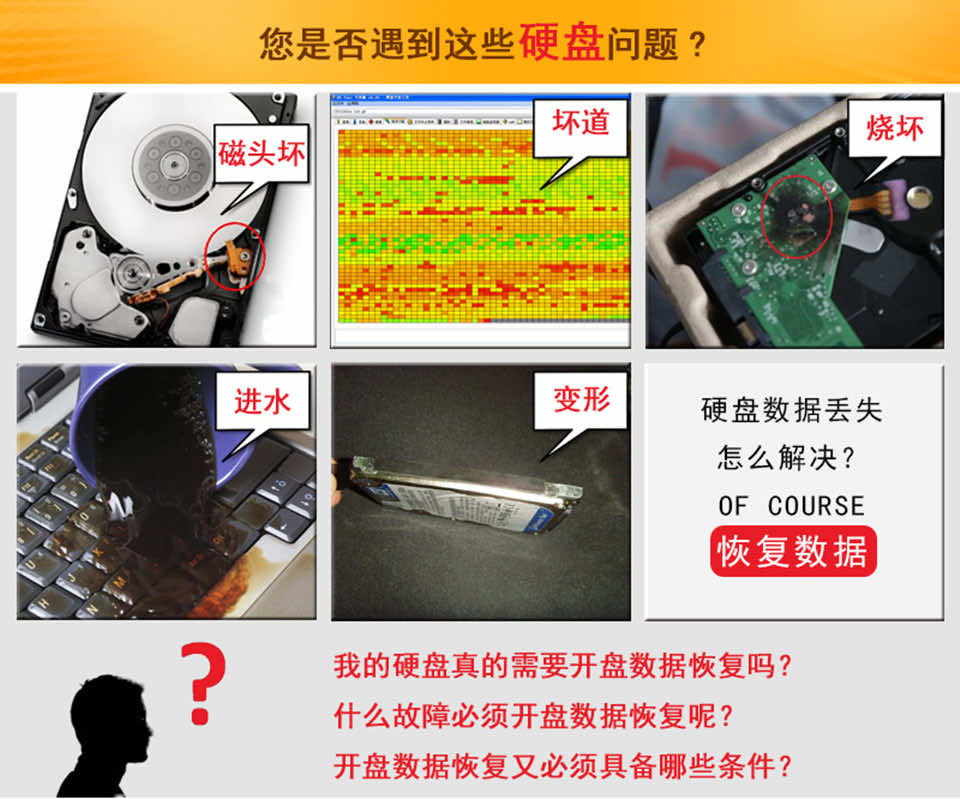 硬盘磁头损坏怎么办？硬盘异响、进水、变形、烧坏数据怎么恢复？